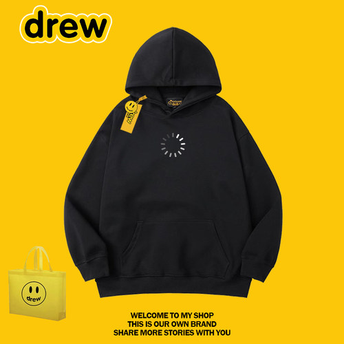 drew美式潮牌印花连帽宽松卫衣