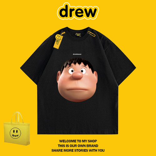 DREWHUSSRY可爱时尚胖虎印花T恤