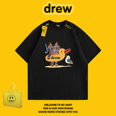 T恤男女情侣上衣 潮牌趣味猫咪卡通印花短袖 DREW HUSSRY猪窝美式