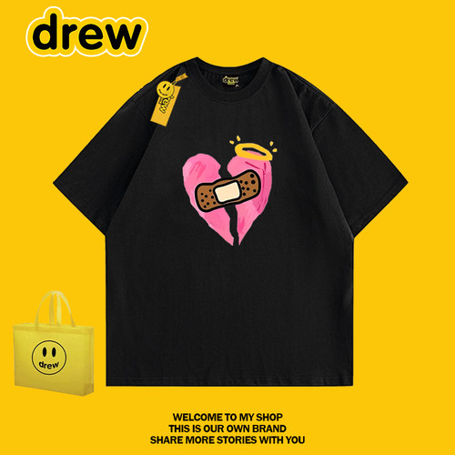 drew潮牌爱心纯棉宽松短袖T恤