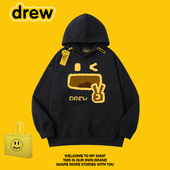 休闲宽松秋冬情侣帽衫 DREW美式 复古趣味连帽加绒卫衣男女时尚 外套