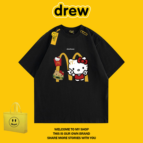 DREW HUSSRY潮牌联名款HelloKitty联名男女同款休闲百搭T恤上衣