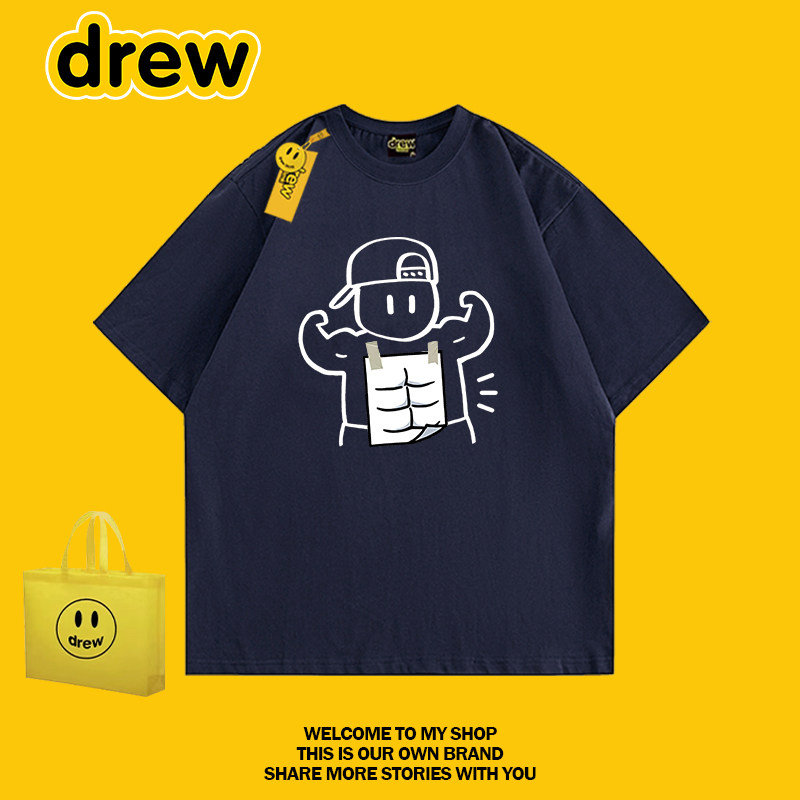 Drew潮牌腹肌男孩印花纯棉T恤图片