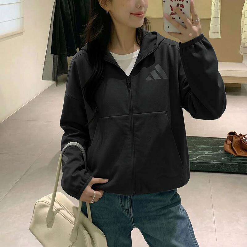 Adidas阿迪达斯连帽外套女棒球服秋季新款连帽衫休闲宽松运动夹克