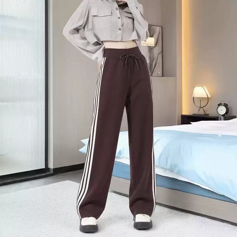 Adidas阿迪达斯裤子女裤春季新款运动裤宽松直筒女款针织休闲长裤