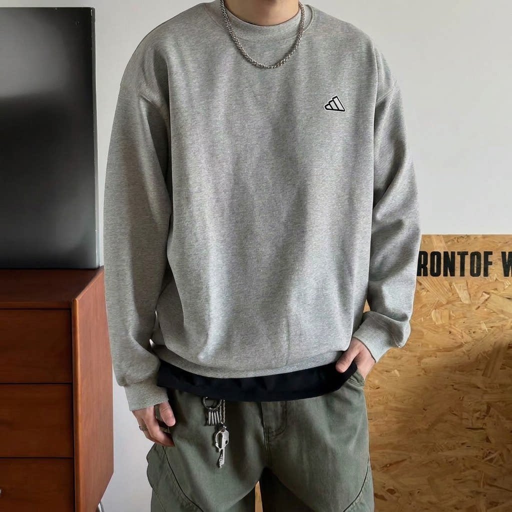 阿迪长袖春秋男针织运动休闲卫衣