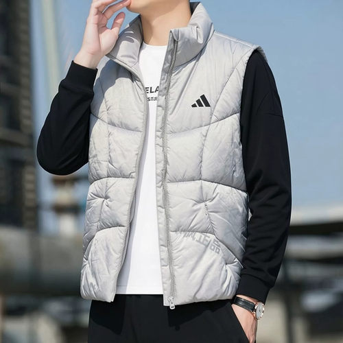 adidas训练保暖立领棉服背心马甲