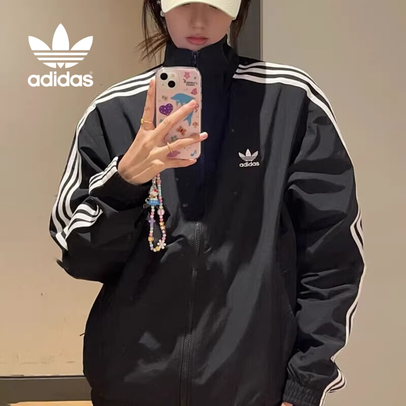 Adidas阿迪达斯正品三叶草外套男女2025款梭织立领夹克运动KB2466