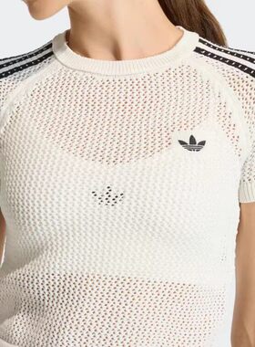 阿迪达斯正品三叶草女装网眼透气白色短袖26夏季款运动半袖KE0200