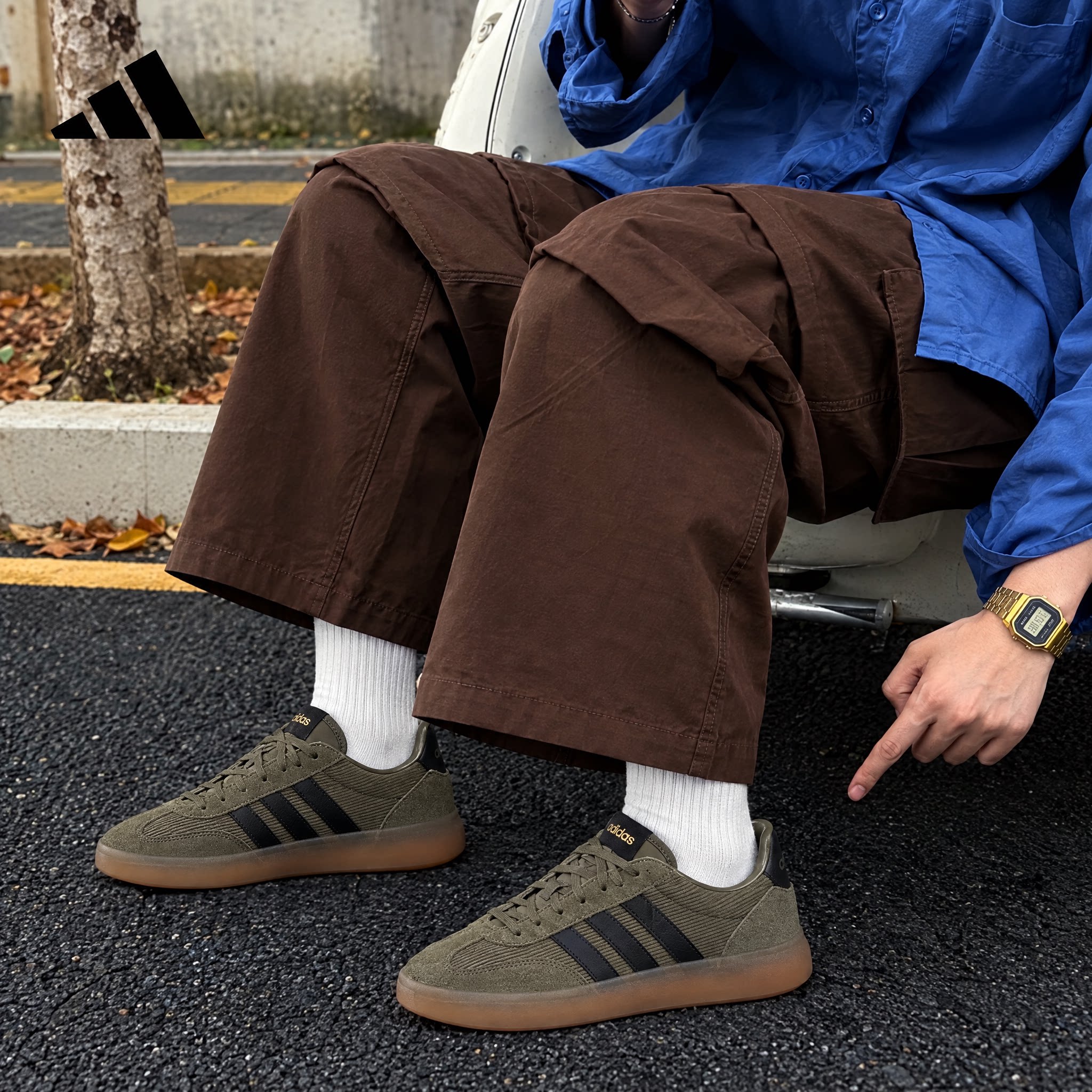 Adidas阿迪达斯正品秋季新款男子舒适圆头系带低帮德训鞋KI1993