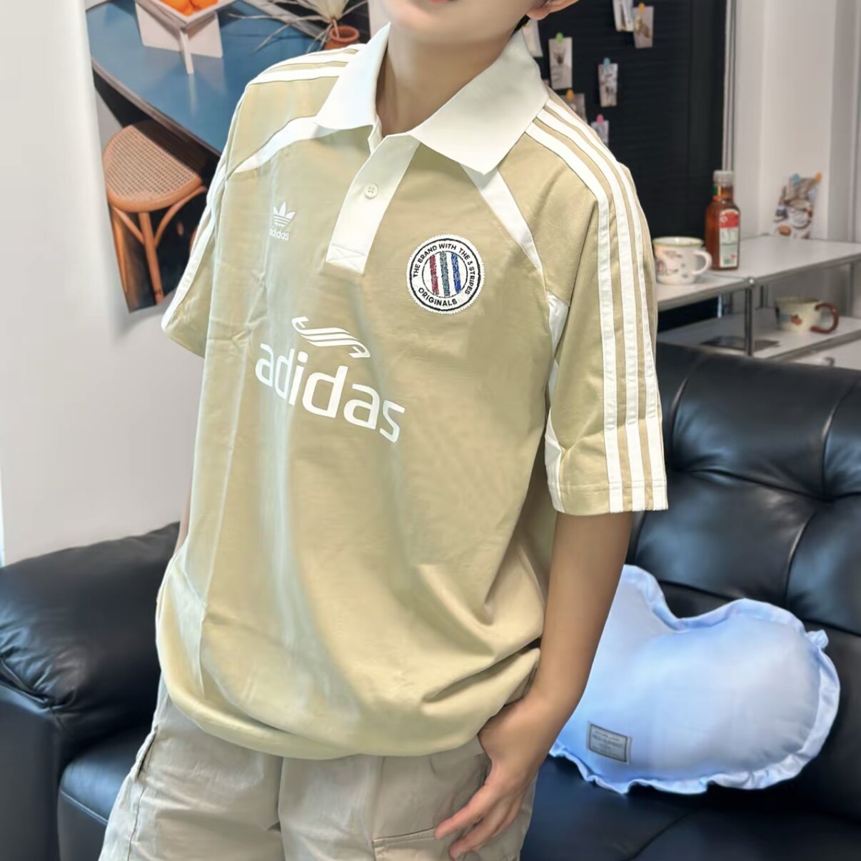 阿迪达斯26男子款搭翻领休闲短袖