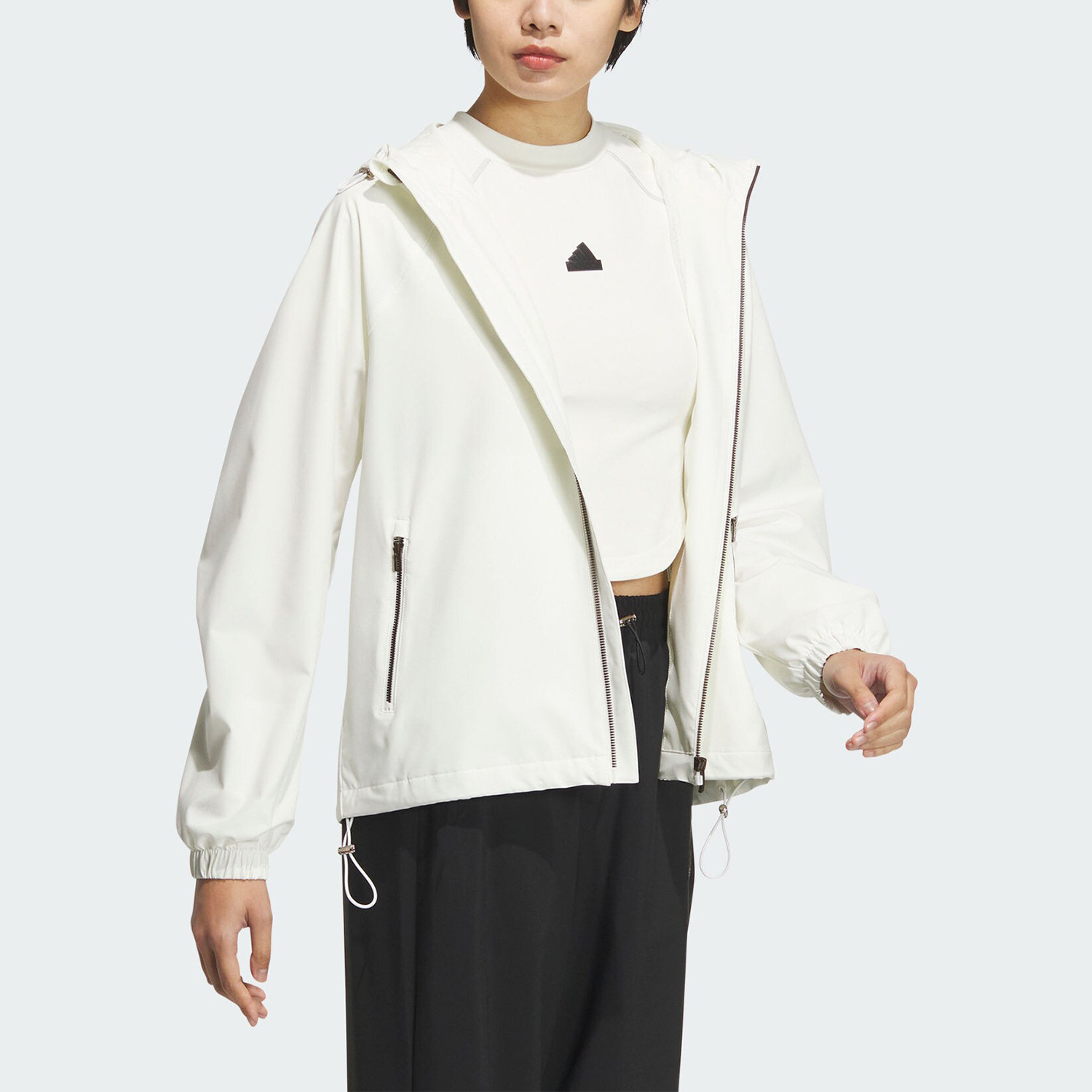 Adidas阿迪达斯防风外套女2026年新款运动连帽宽松简约外套JJ1127