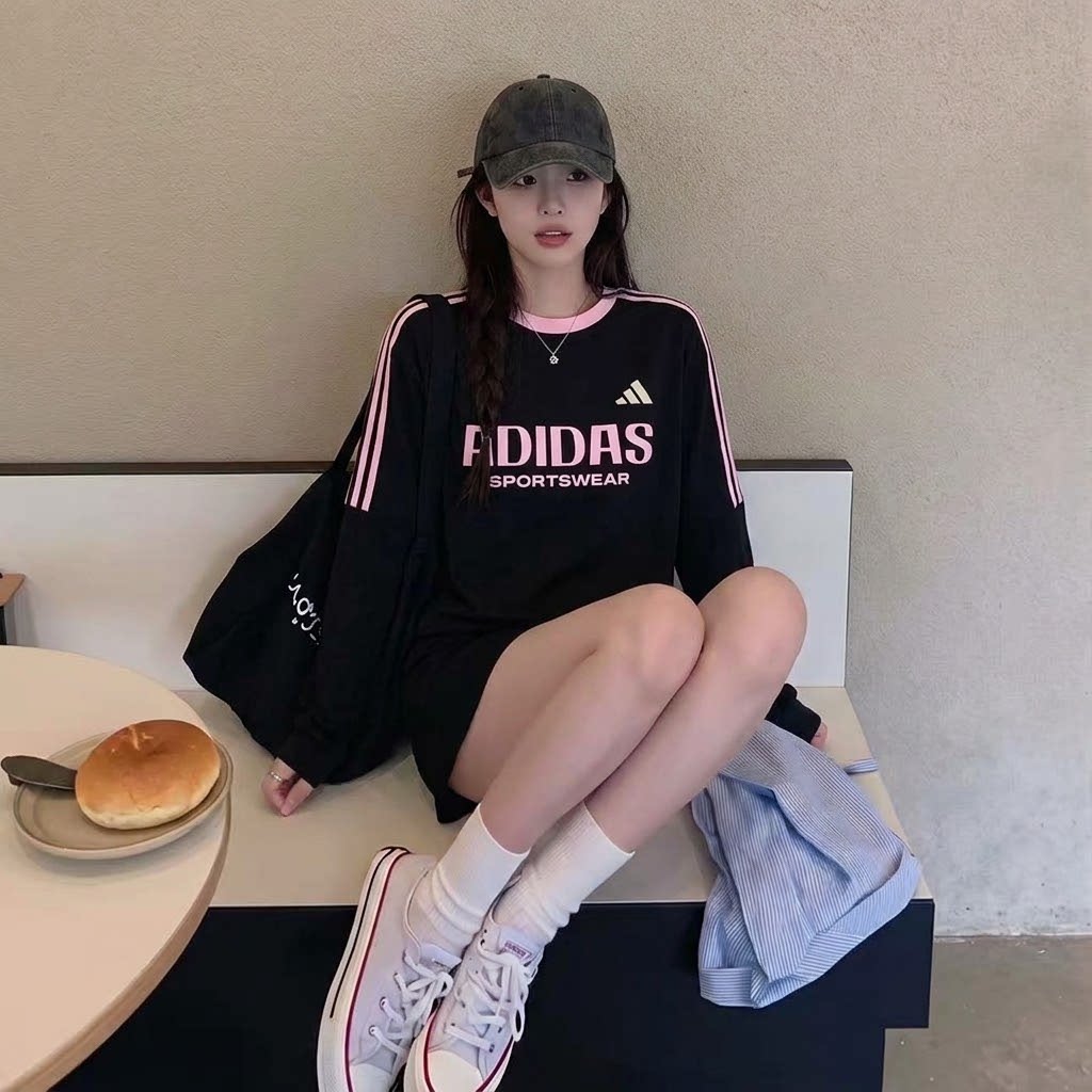Adidas阿迪达斯正品长袖打底衫男女款2026秋季宽松休闲百搭上衣