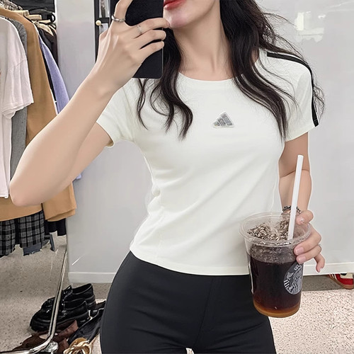 adidas阿迪达斯女装白色短袖T恤2026春新款运动服休闲上衣KS0276