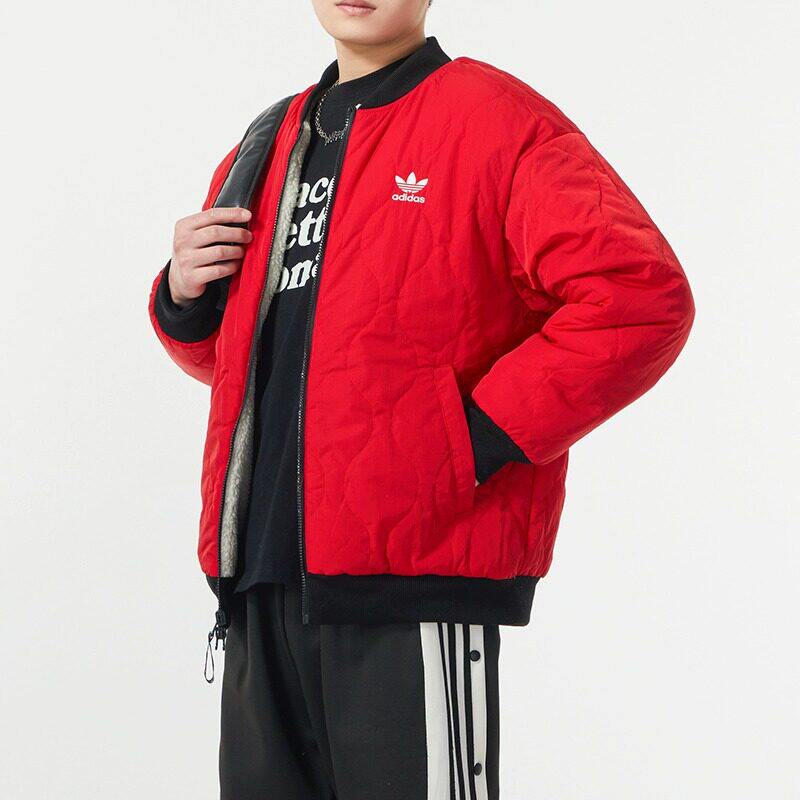 正品Adidas阿迪达斯三叶草外套男士新款羊羔绒运动复古夹克IX4214