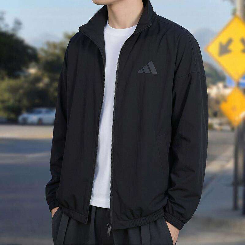Adidas阿迪达斯立领男装新款运动健身训练外套舒适时尚休闲夹克