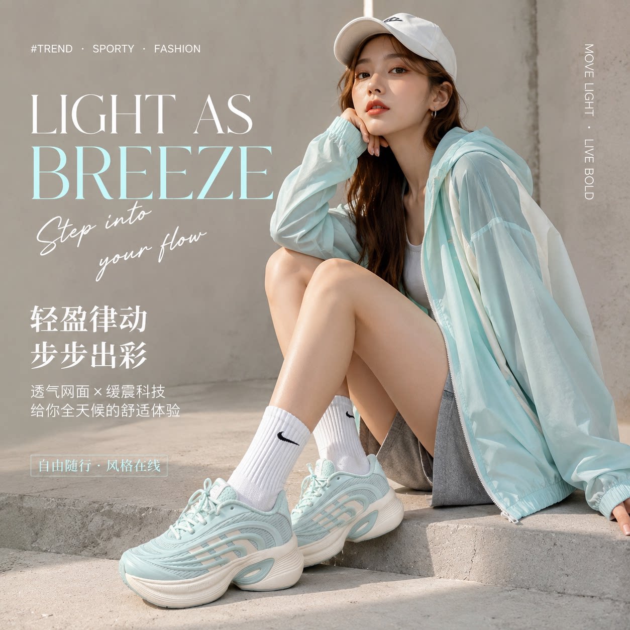阿迪达斯女款透气清风运动跑步鞋
