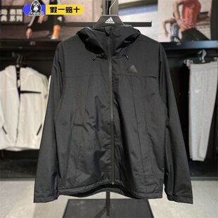 阿迪达斯男女外套防泼水春秋防风运动服休闲连帽透气夹克衫 JF0962