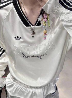 adidas阿迪达斯正品三叶草女宽松白色上衣运动休闲长袖T恤 KS2879