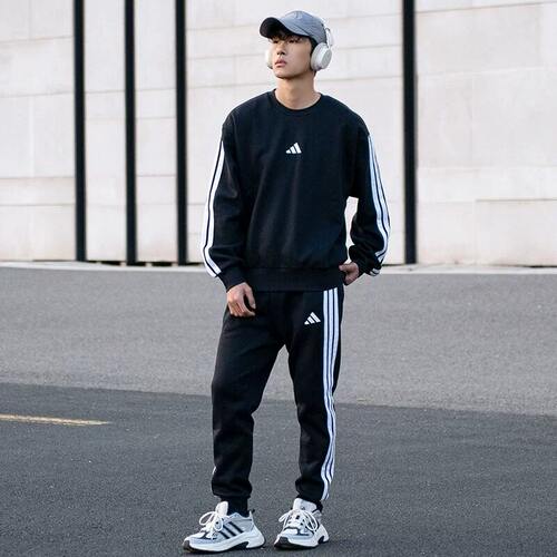 Adidas阿迪达斯运动套装男士2026春新款卫衣加厚长裤保暖夹克裤子