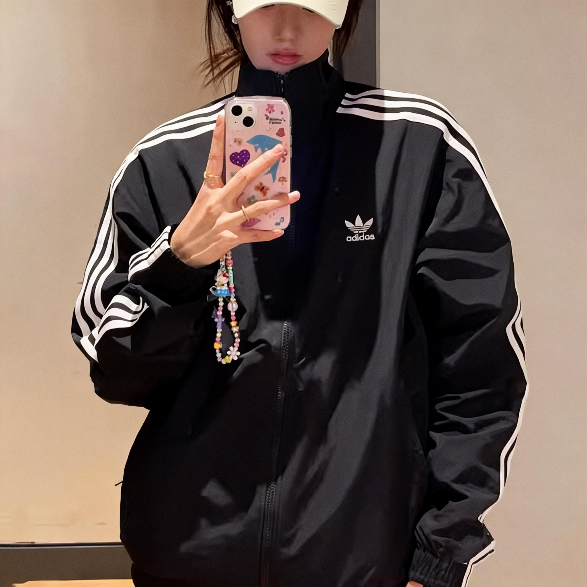 阿迪达斯三叶草三条纹立领夹克