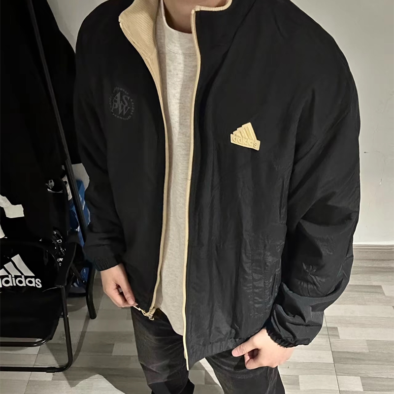 【清仓】Adidas阿迪达斯男女灯芯绒双面穿外套立领保暖夹克JI6656