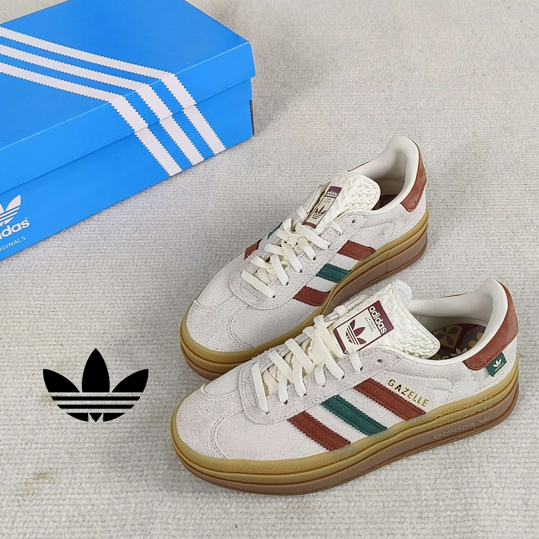 阿迪达斯三叶草秋季女子ins休闲鞋百搭增高复古低帮德训鞋 IG3685