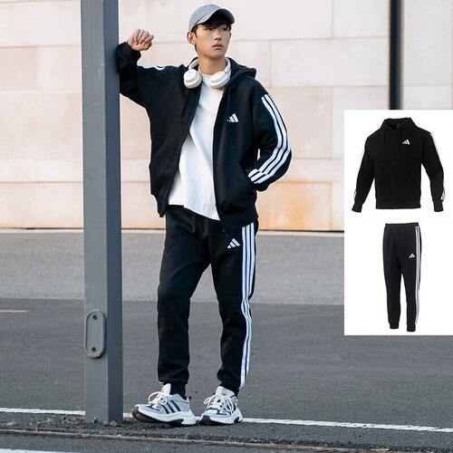 Adidas阿迪达斯运动套装男2026新款加绒外套加厚长裤保暖夹克裤子