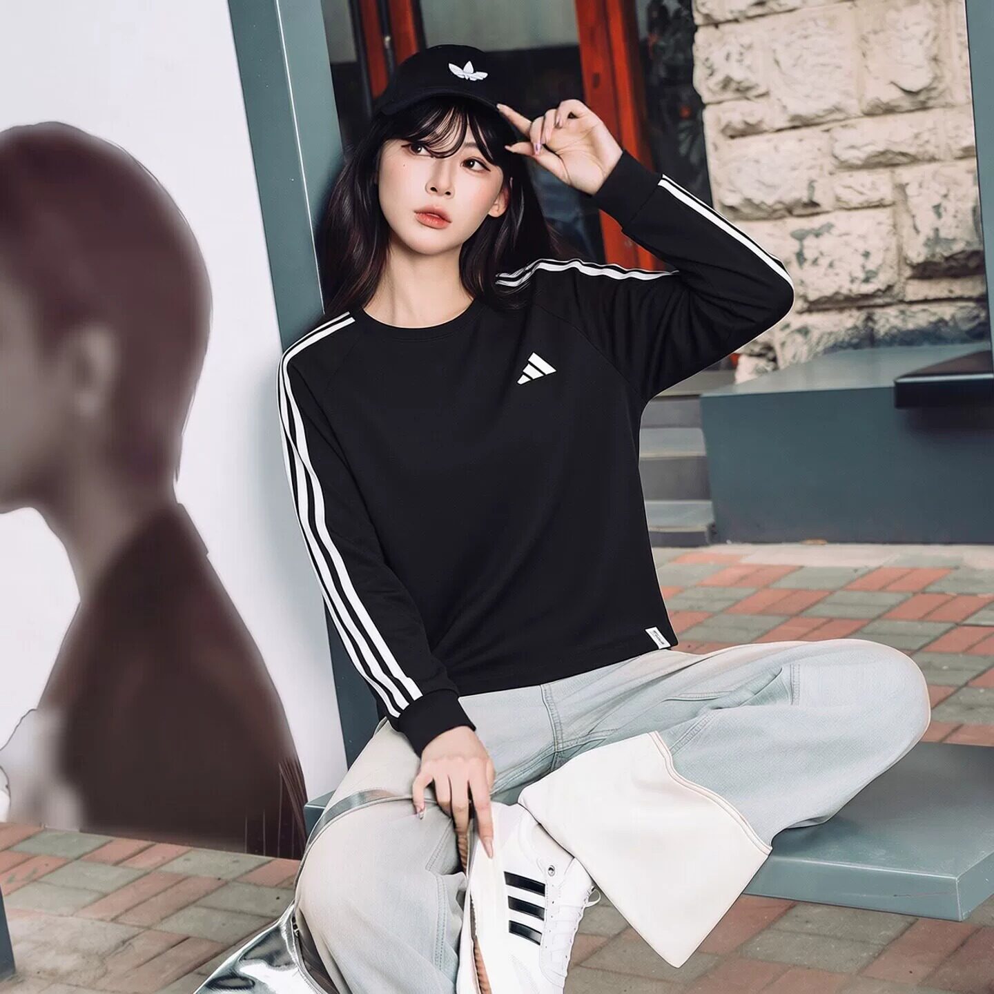 正品adidas阿迪达斯长袖T恤男女2026秋新款复古套头打底衫运动服