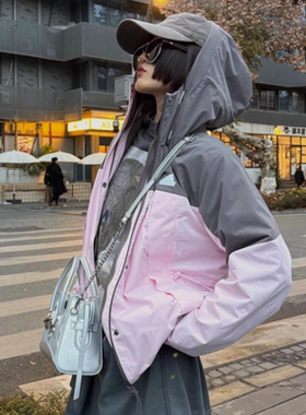阿迪达斯冲锋衣女三合一2025秋新那尔那茜同款休闲连帽外套JE8588
