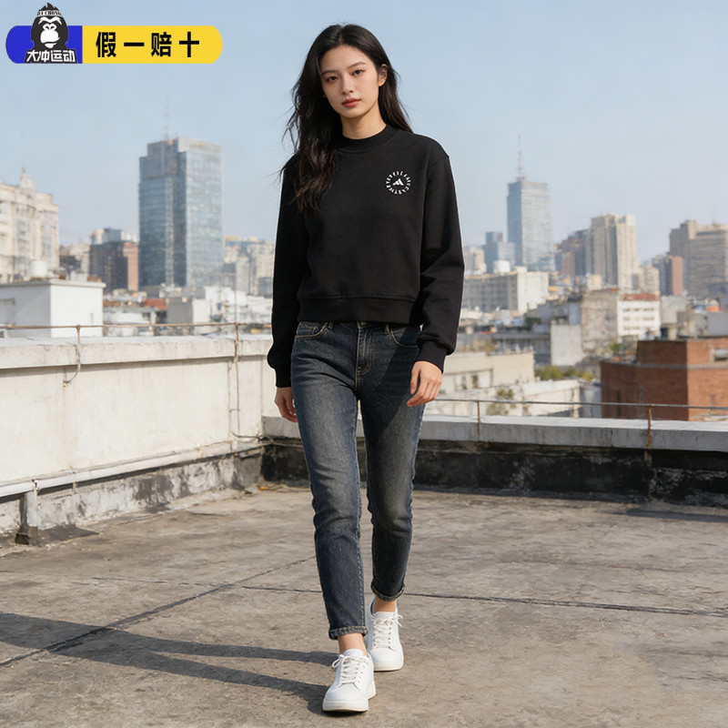 阿迪达斯正品长袖SMC 女子2025新款adidas休闲运动圆领卫衣HR9172