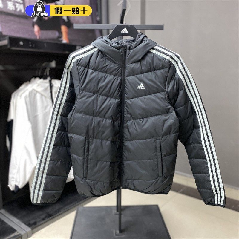 阿迪达斯保暖连帽羽绒服男外套