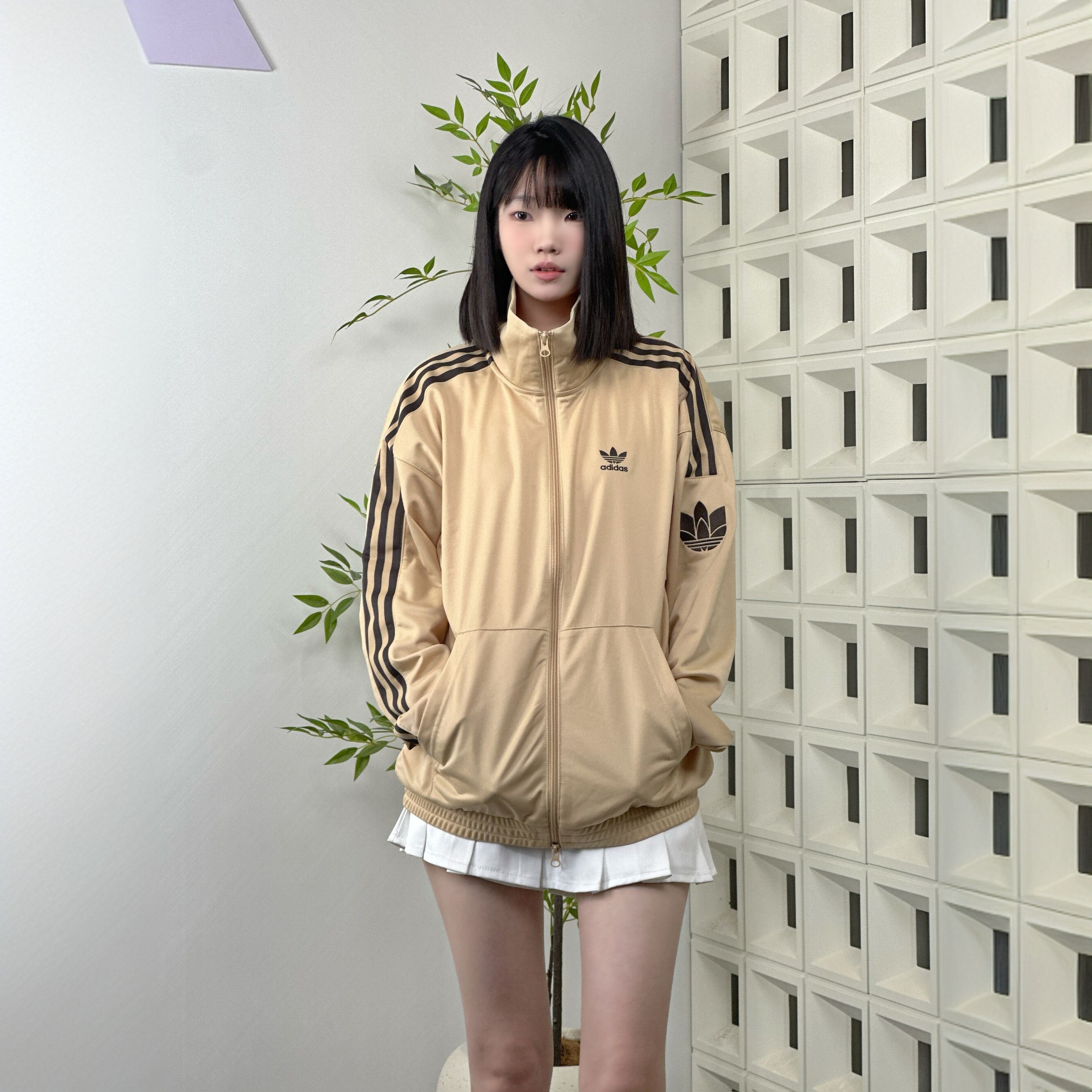 阿迪达斯正品三叶草男女款经典复古三条纹运动立领夹克外套JL8399