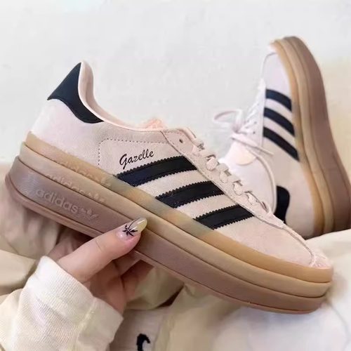 正品Adidas三叶草厚底增高女板鞋
