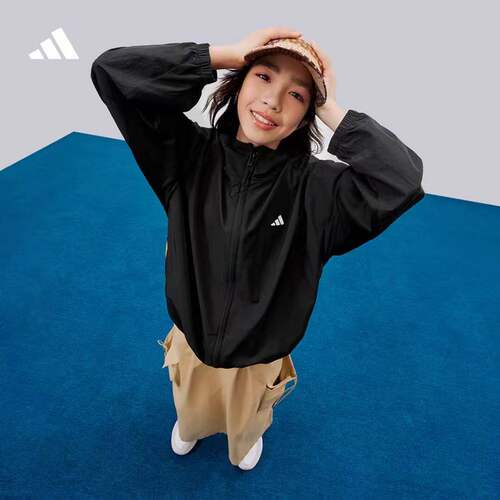 adidas阿迪达斯官方儿童装男女大童春秋流光风连帽夹克外套KC8464