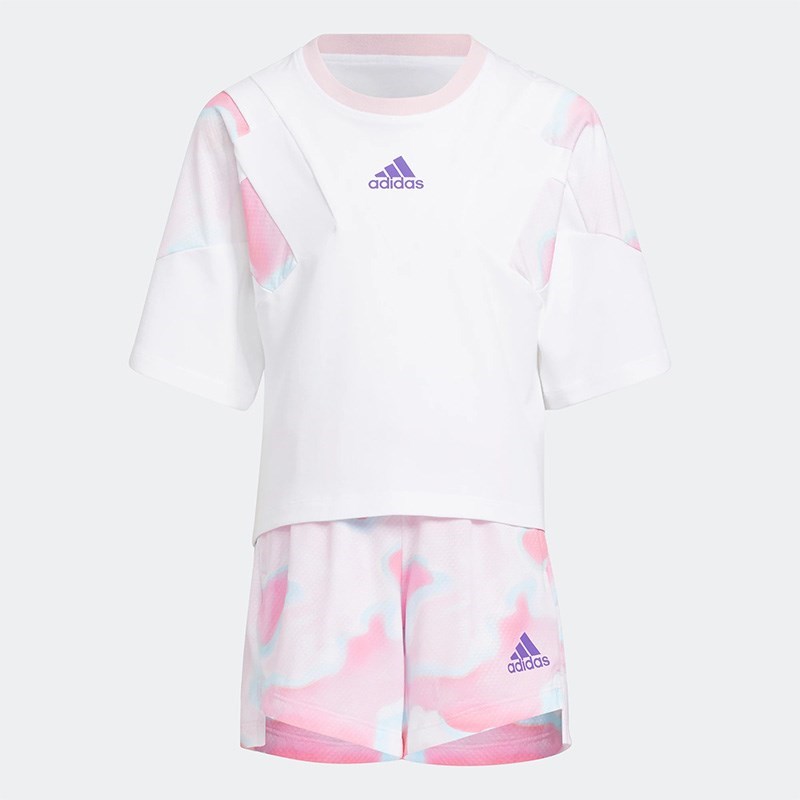 Adidas/阿迪达斯短袖套装小童夏季新款运动休闲短裤两件套HE0042