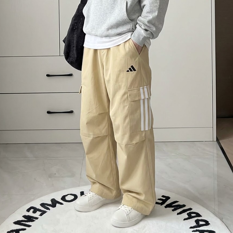 Adidas阿迪达斯工装裤男款2026新款宽松运动多口袋伞兵长裤KF5182