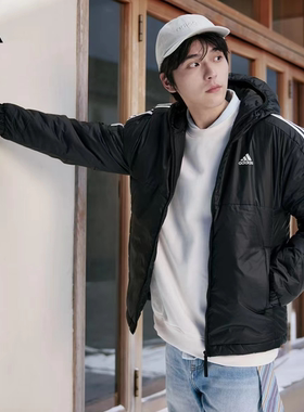正品Adidas阿迪达斯棉服男士冬季连帽保暖户外运动加厚外套KF6755