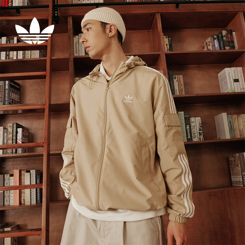 流光风 阿迪达斯三叶草 经典条纹运动外套连帽夹克男女款KB1943