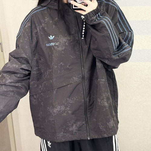 阿迪达斯三叶草防风连帽外套