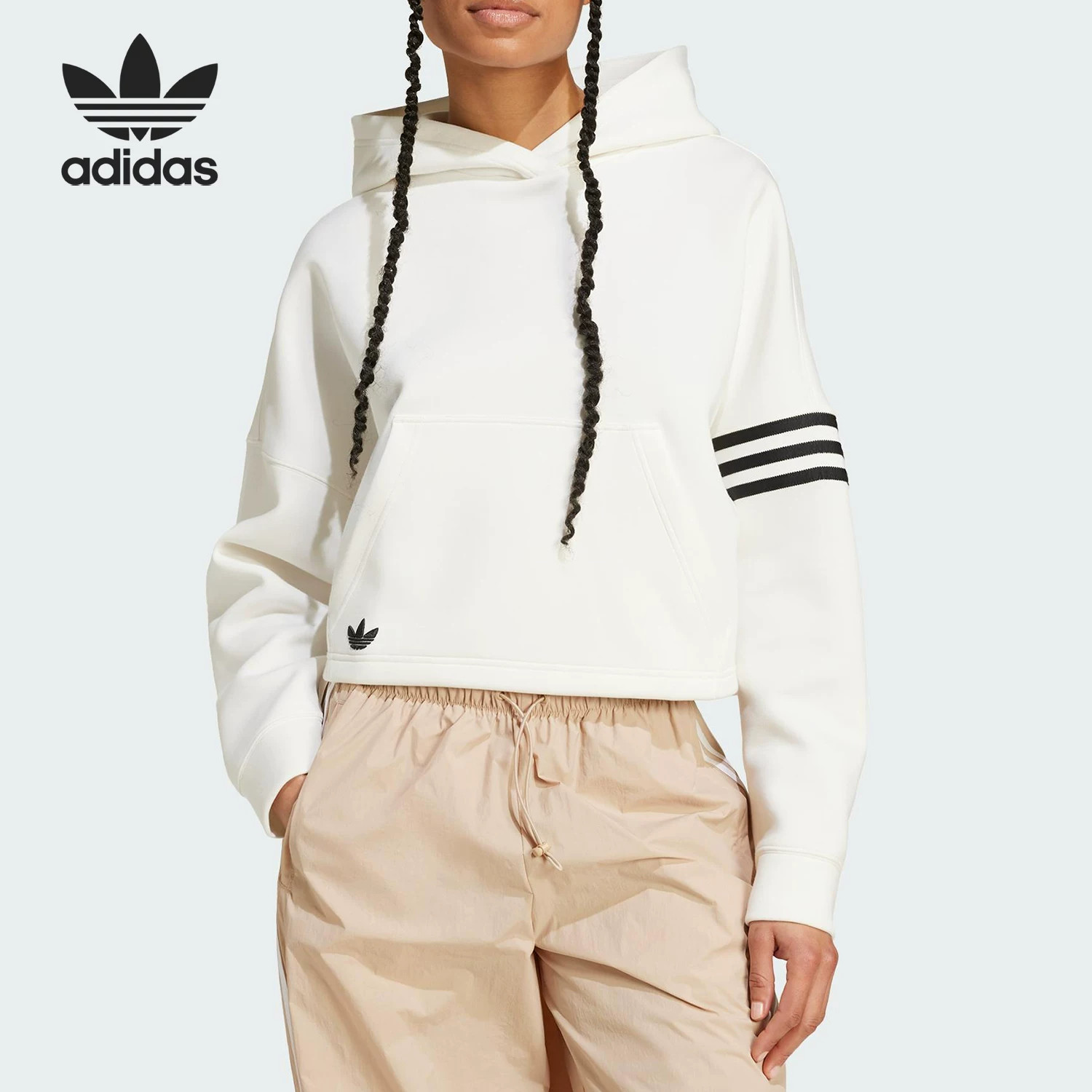 Adidas/阿迪达斯正品三叶草女士休闲圆领针织套头运动卫衣IX9867