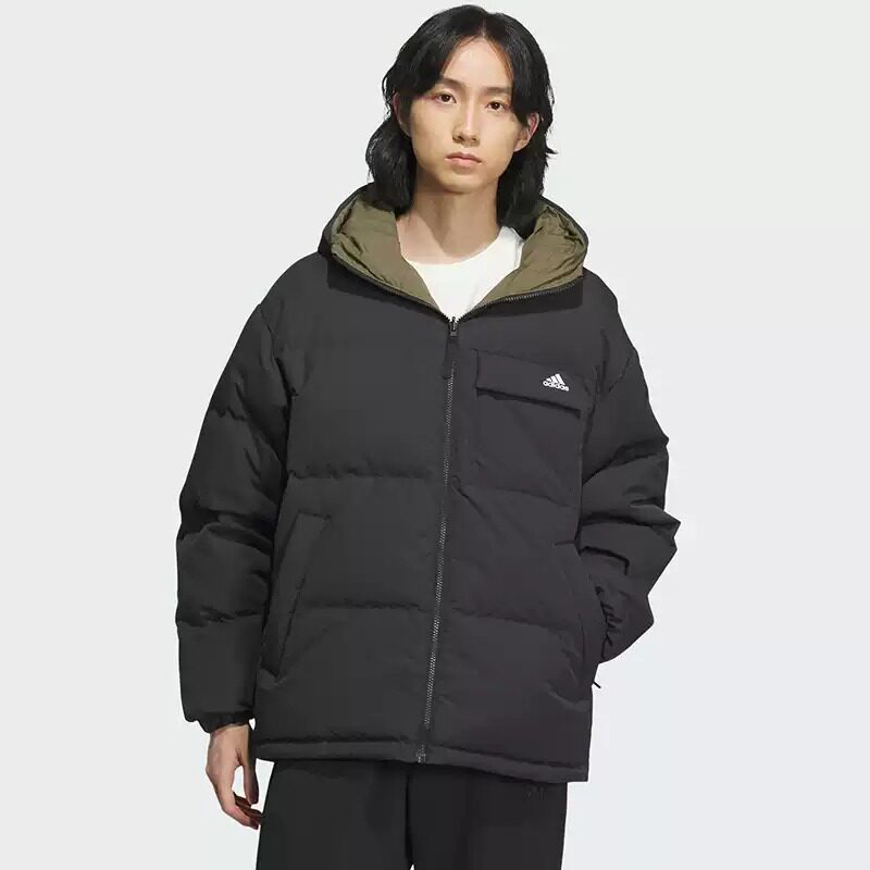 阿迪达斯两面穿羽绒服冬季加厚保暖外套正反两穿防风抗寒运动服男