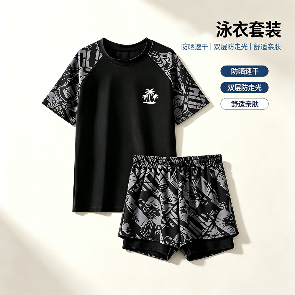 新款青少年防尴尬套装泳衣