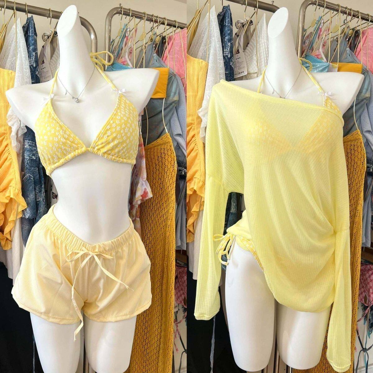 2025新款比基尼泳衣女泰式性感辣妹海边防晒度假分体聚拢罩衫高级