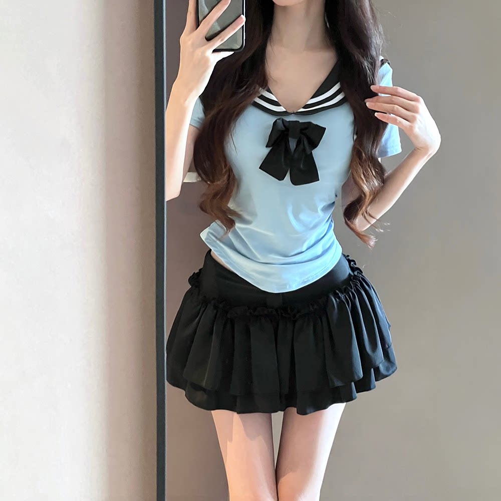 泳衣女分体裙式少女海军学院风保守学生遮肚显瘦泡温泉沙滩度假装