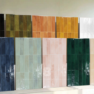 全瓷法式复古手工长条凹凸面砖厨房好打理墙砖卫生间阳台背景墙砖