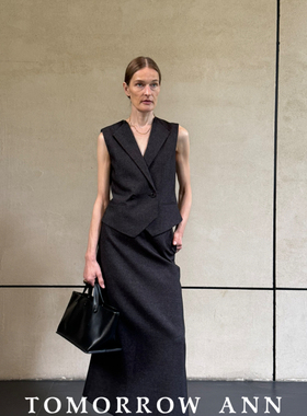 TOMORROW ANN 秋季上新老钱风极简气质百搭西装半身长裙11787