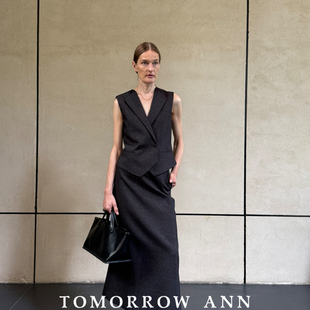 TOMORROW ANN 秋季上新老钱风极简气质百搭西装半身长裙11787