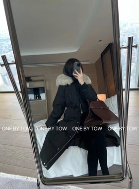 LOUISA.S大头花同款长款羽绒90白鸭绒大领狐狸毛领可拆卸 6668