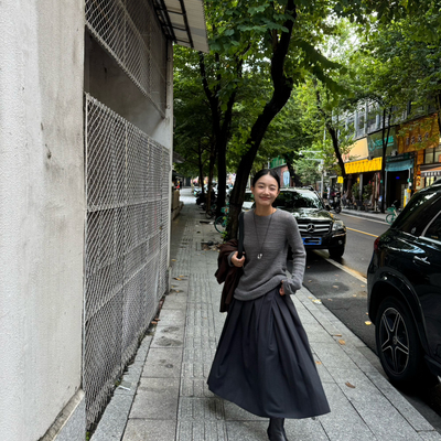 笑笑家春季新款百褶半身裙女